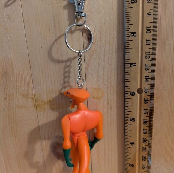 Orange and Green Cartoon Character Keychain Handmade - Picture 4 of 4